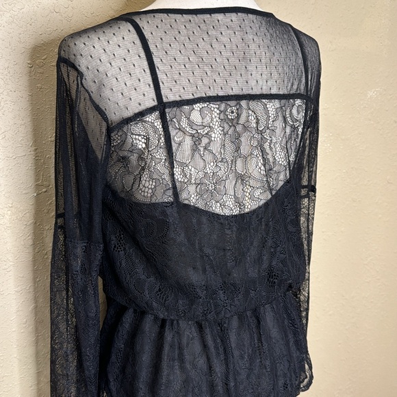 Express Lace V Neck Faux Wrap Blouse - Picture 9 of 10